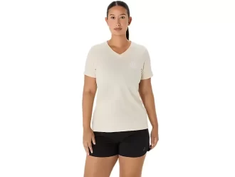 ΓΥΝΑΙΚΕΙΑ ΜΠΛΟΥΖΑ ASICS NATURE ΜΕ V-NECK ΚΑΙ ΚΟΝΤΟ ΜΑΝΙΚΙ