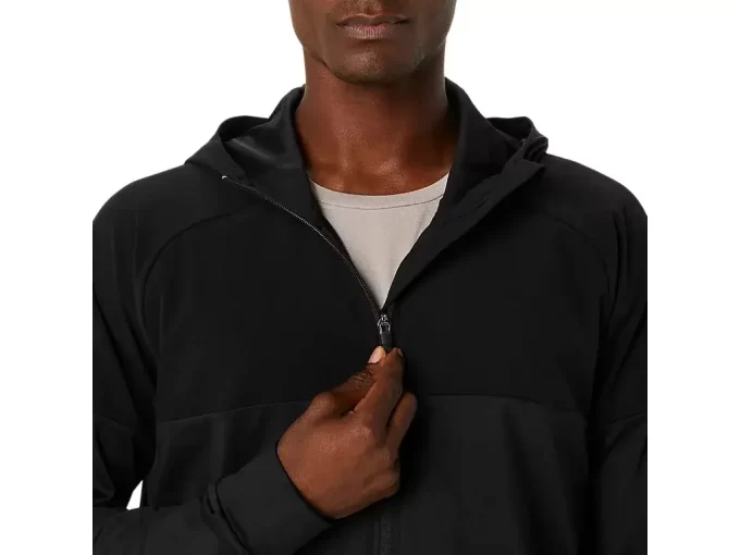 Πλεκτή ζέρσεϊ με κουκούλα και φερμουάρ Πλεκτή ζέρσεϊ με κουκούλα και φερμουάρ