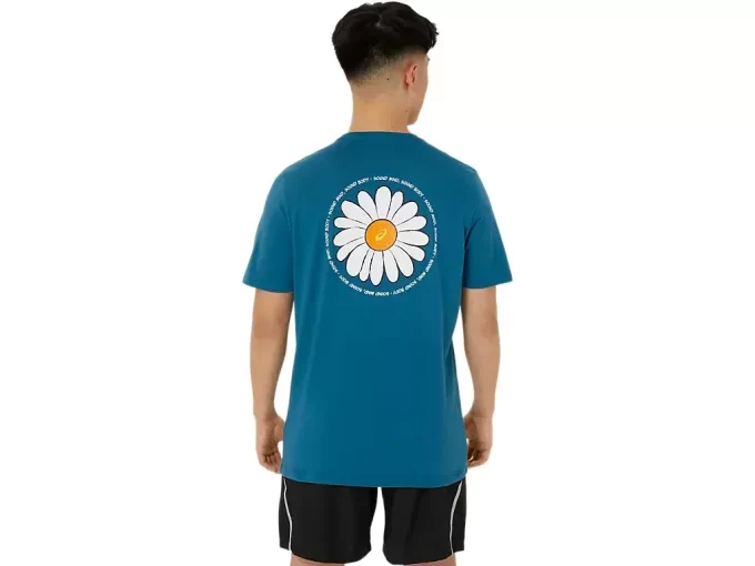 UNISEX ASICS ΜΠΛΟΥΖΑ ΜΕ ΚΟΝΤΟ ΜΑΝΙΚΙ ΜΕ ΣΧΕΔΙΟ ΜΑΡΓΑΡΙΤΑΣ ΚΑΙ ΠΛΑΤΗ ΠΛΑΤΗ